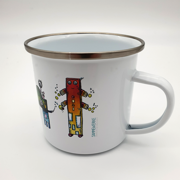 Emaille-Tasse „ROBOS fantastic five“