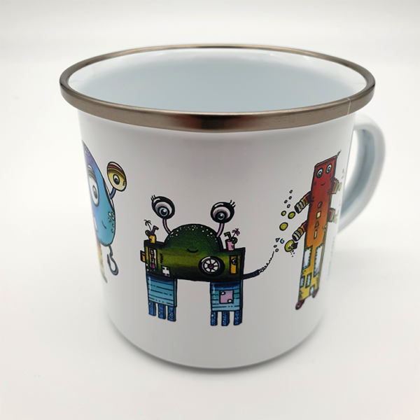 Emaille-Tasse „ROBOS fantastic five“