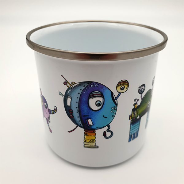 Emaille-Tasse „ROBOS fantastic five“