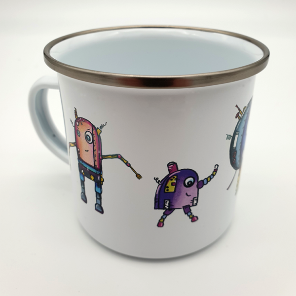 Emaille-Tasse „ROBOS fantastic five“